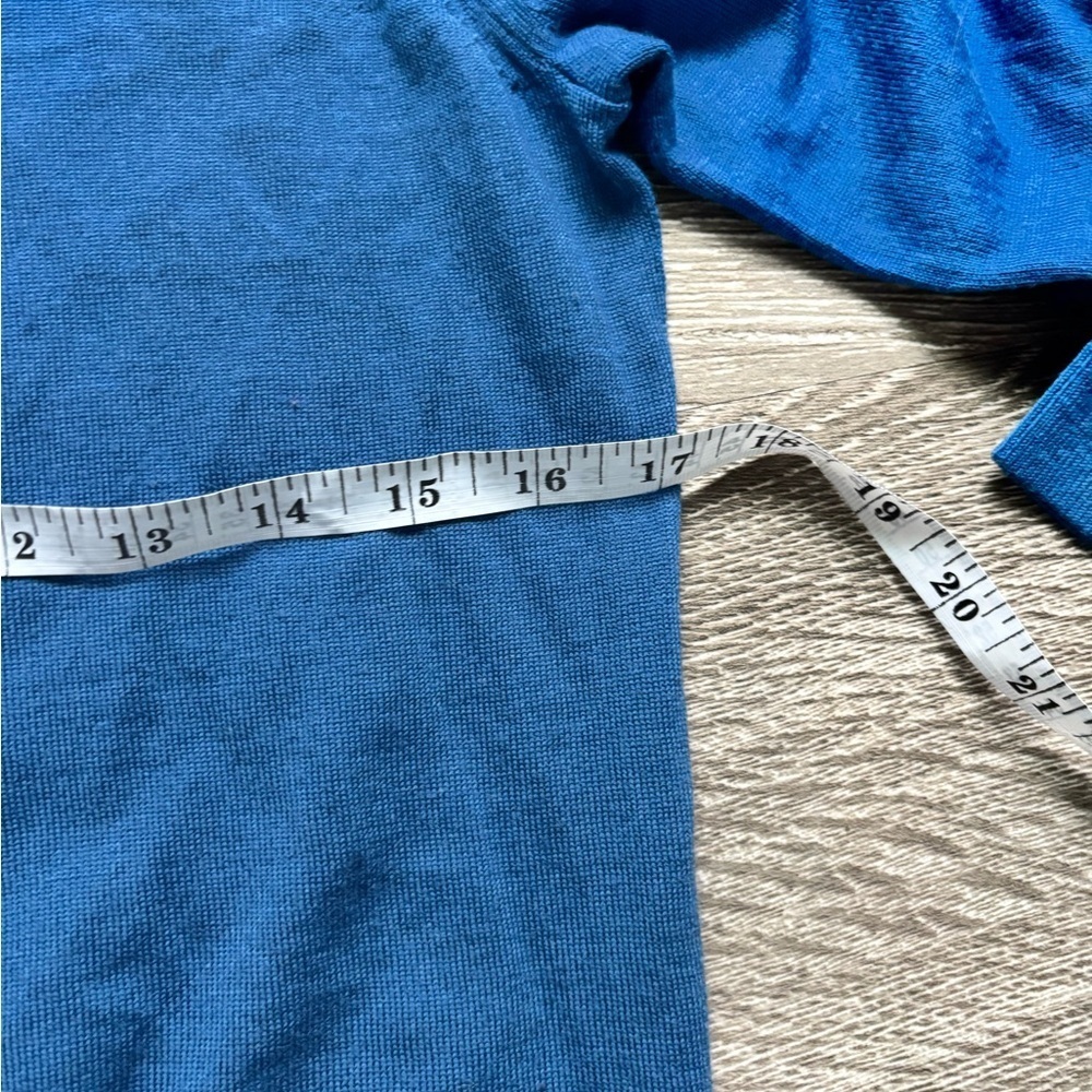 Veronica Beard Kase Wool Cropped Blue Ruched Sleeve Sweater, Size: Small - Picture 6 of 8
